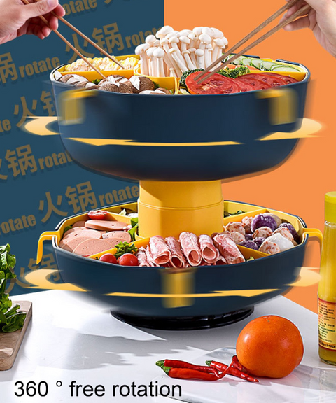 Rotatable Divided Hotpot Serving Platter