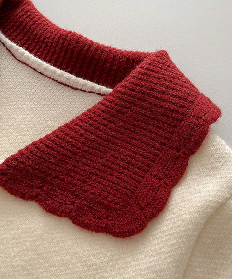 Heart Beats Knit Sweater with Peter Pan Collar