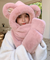 Pinky Bear Plush Handwarmer Scarf Hat Combo
