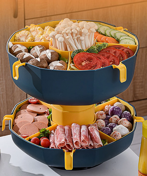 Rotatable Divided Hotpot Serving Platter