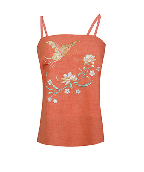 Monarch Butterfly Embroidered Camisole Top