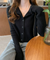 Buttoned Polo-Collar Cardigan in Black