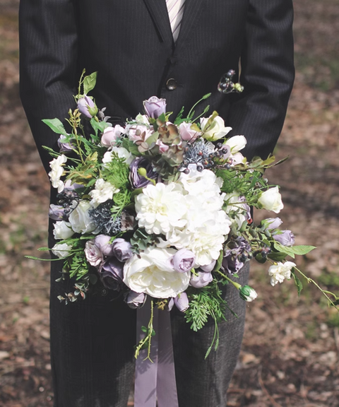 Classic Dusty Purple Roses Wedding Bouquet