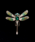 Gold Tone Dragonfly Crystal Brooch