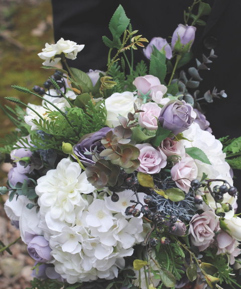 Classic Dusty Purple Roses Wedding Bouquet