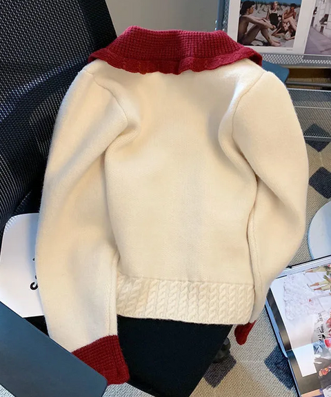 Heart Beats Knit Sweater with Peter Pan Collar