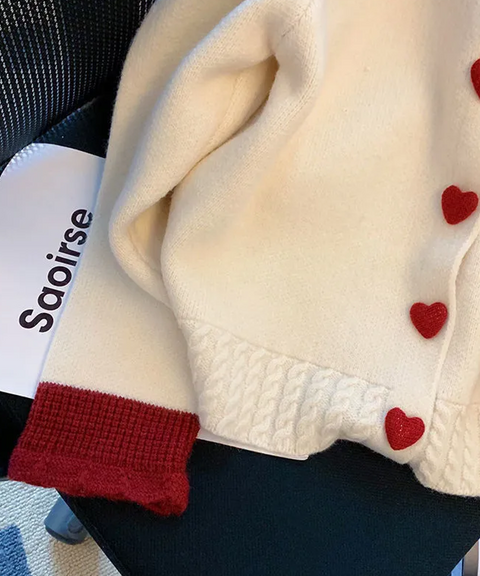 Heart Beats Knit Sweater with Peter Pan Collar