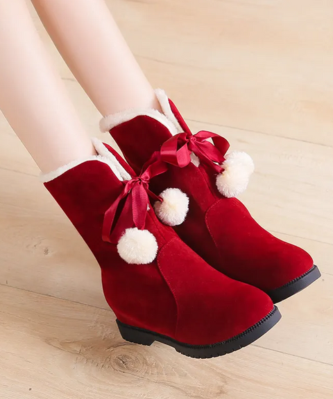 Christmas Elf Fleece Ankle Boots