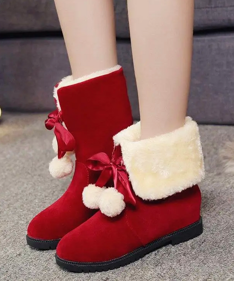 Christmas Elf Fleece Ankle Boots