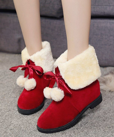 Christmas Elf Fleece Ankle Boots