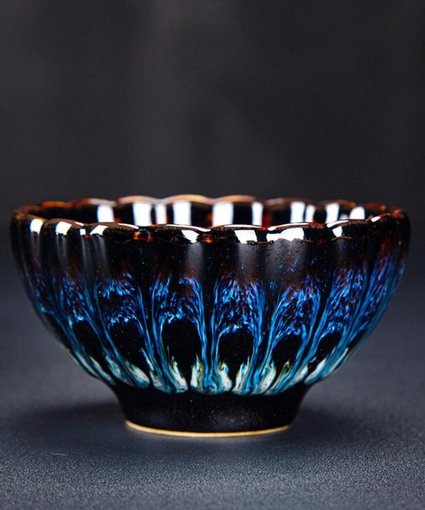 Golden Peacock Glazed Tea Cup