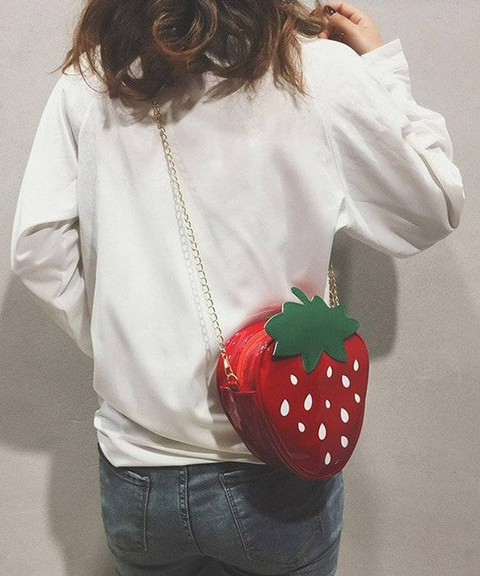 Strawberry PU Leather Crossbody Bag