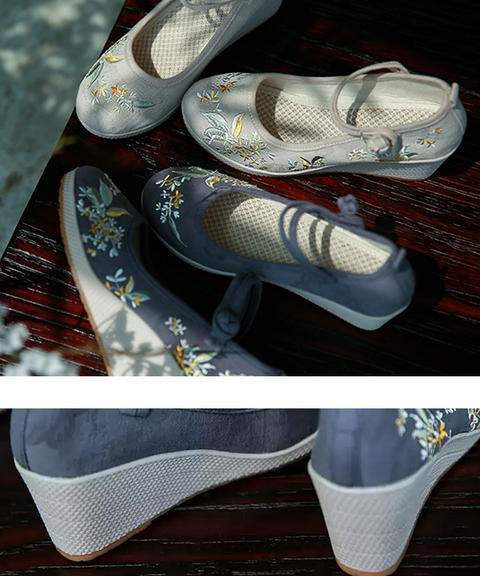 Osmanthus Embroidered Wedge