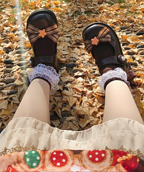 Teddy Bear Bowknot Mary Jane Leather Shoes