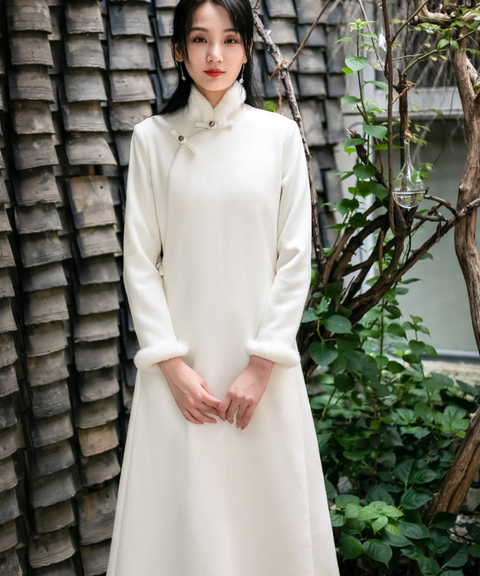 Cheongsam High Collar Woolen Coat