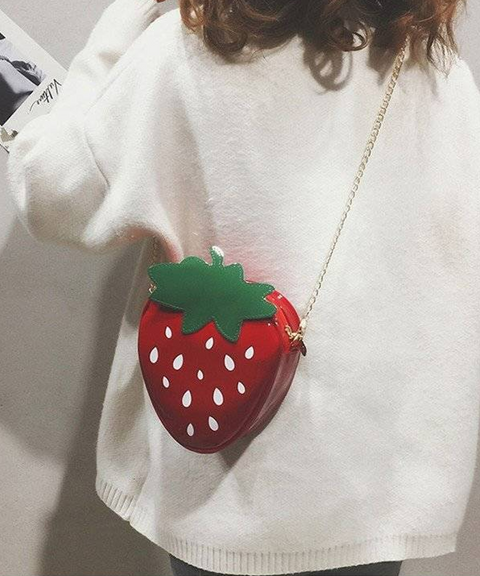 Strawberry PU Leather Crossbody Bag