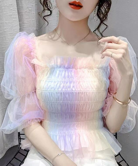 Rainbow Tulle Blouse