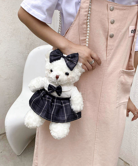 Bowtie Bear Plush Shoulder Bag