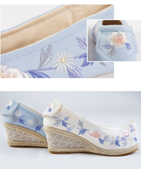 Bombshell Bloom Embroidered Wedge