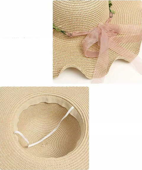 Floral Wide-Brim Straw Hat