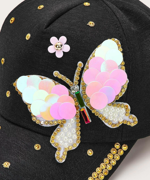 Rhinestone Butterfly Cap