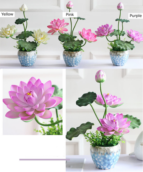 Lotus Blossom Glazed Ceramic Vases