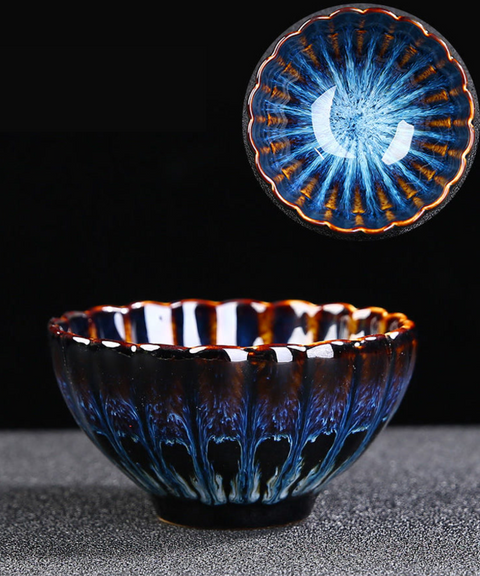 Golden Peacock Glazed Tea Cup