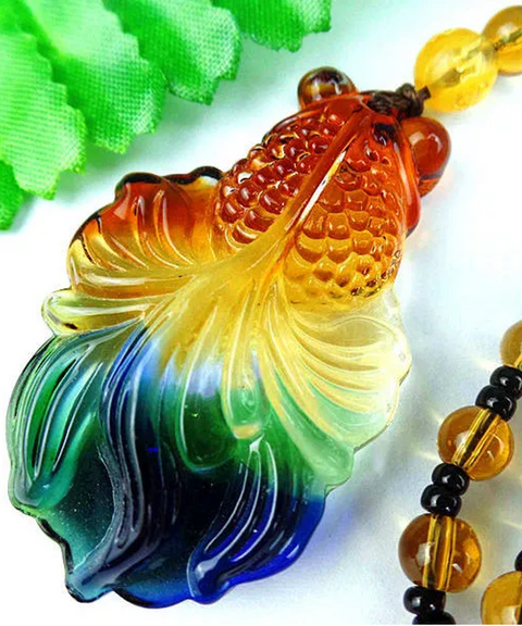 Good Fortune Goldfish Agate Pendant Necklace