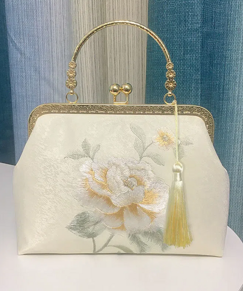 Delicate Rose Embroidered Handbag