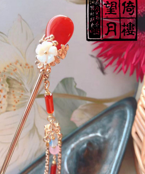 Red Agate Stone Hairpin