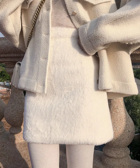 Tweed Knit Mini Tube Skirt