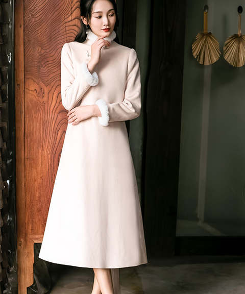 Cheongsam High Collar Woolen Coat