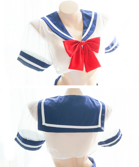 Sheer School Girl Uniform Lingerie Costume Set
