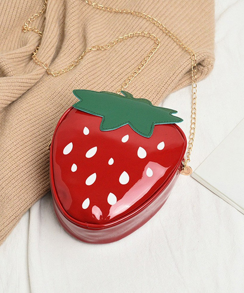 Strawberry PU Leather Crossbody Bag