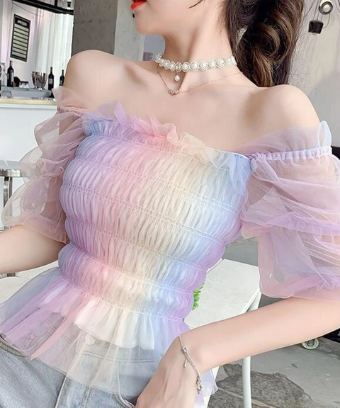 Rainbow Tulle Blouse