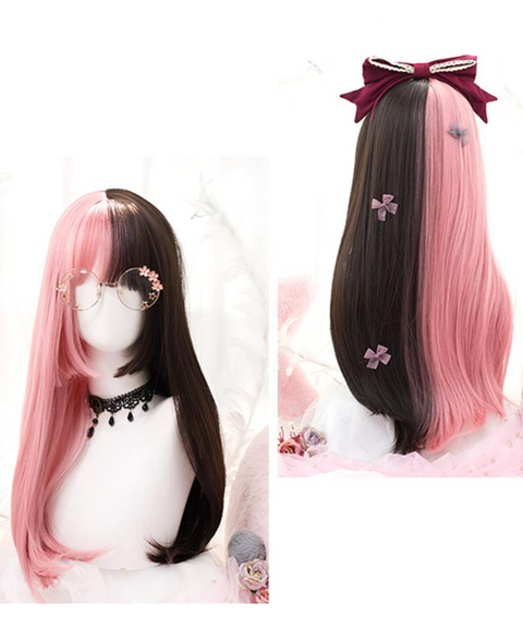 Black Pink Princess Cut Wig