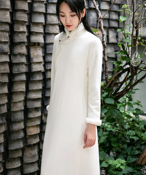 Cheongsam High Collar Woolen Coat