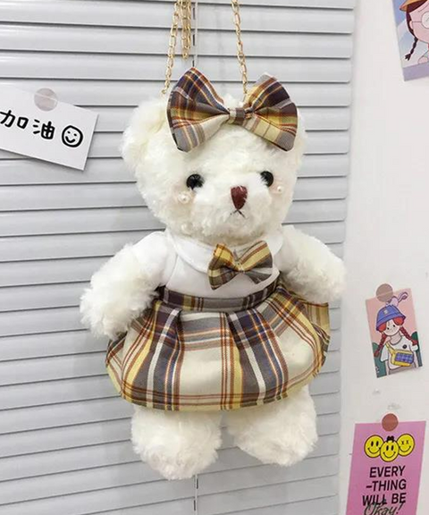 Bowtie Bear Plush Shoulder Bag