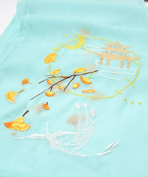 Maidenhair Embroidered Wrap
