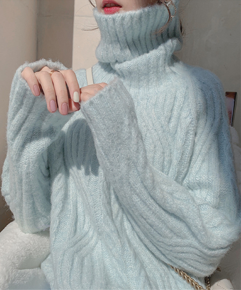 Ribbed Wool Turtleneck Sweater