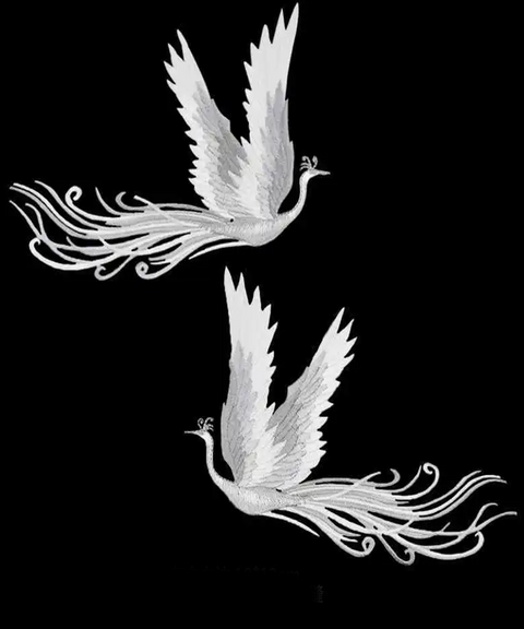 Phoenix Dance Embroidered Hair Clips