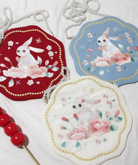 Sweet Bunny Embroidered Shoulder Bag