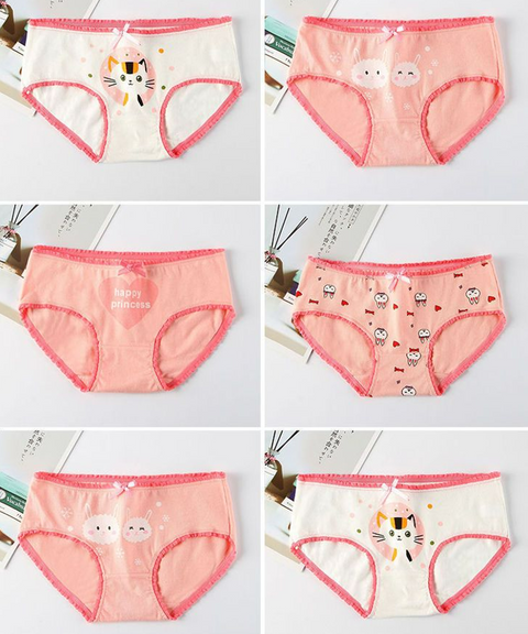 Pink Gal Cotton Bikini Underwear with Lace 6pk