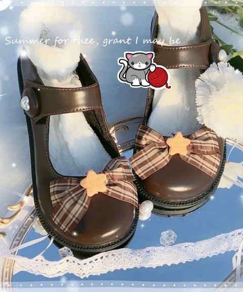 Teddy Bear Bowknot Mary Jane Leather Shoes