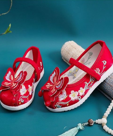 Butterfly 3D Embroidered Kids' Shoes