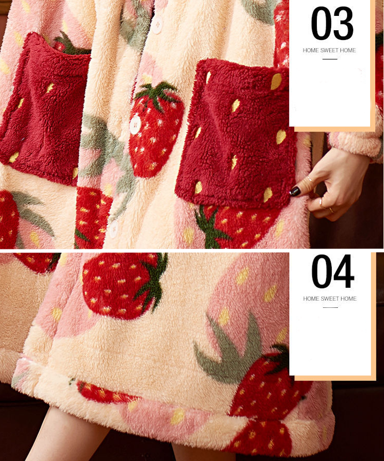 Strawberry Mochi Plush Robe– Peanut Butter