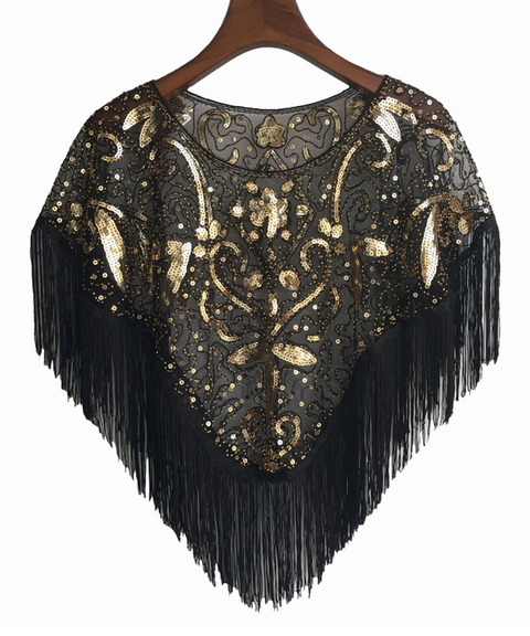 Classic Sparkling Sequin Shawl with Tassels
