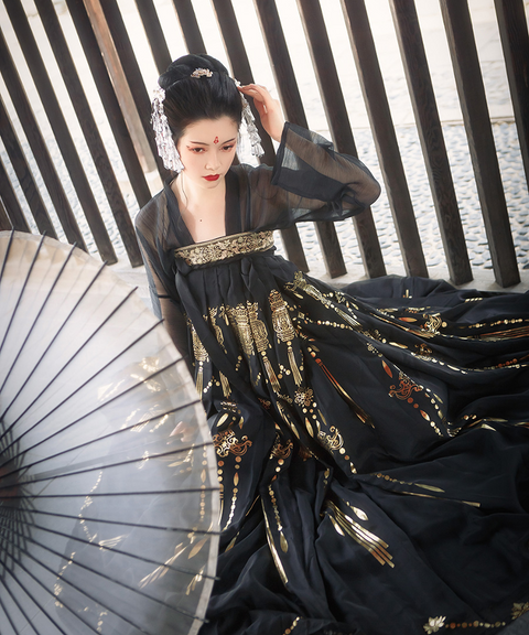 Ashes of Love Black and Gold Maxi Dress