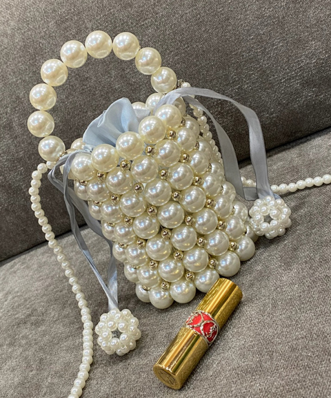 Embellished Pearl Clutch Bag