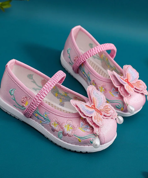 Butterfly 3D Embroidered Kids' Shoes